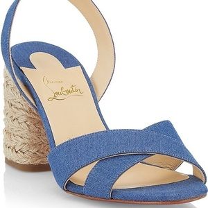 Christian Louboutin Summer Mariza 85MM Denim Sandals Size 39 EU